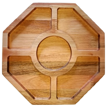 Petisqueira oitavada Eucalipto centro rebaixo 30x30x2cm 
